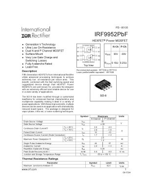 IRF9952 datasheet cover page