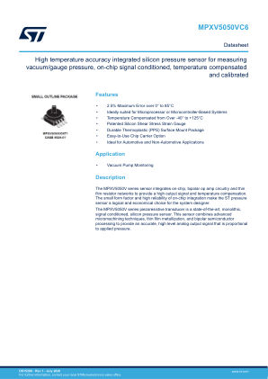 MPXV5050VC6 datasheet cover page