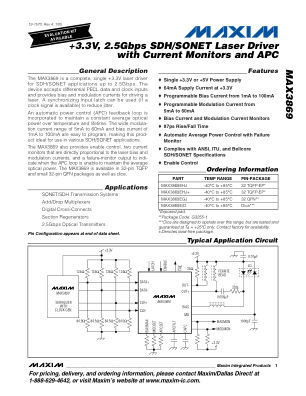 MAX3869 datasheet cover page