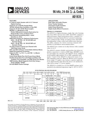 AD1835 数据手册首页