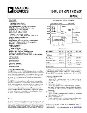 AD7665 数据手册首页