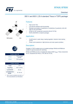 BTA26 数据手册首页