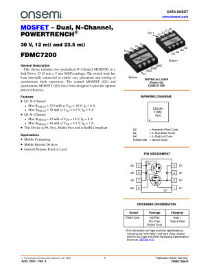 FDMC7200 datasheet cover page