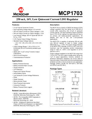 MCP1703T-5002E 数据手册首页
