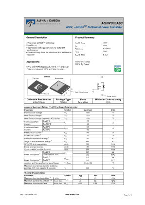 AONV095A60 datasheet cover page