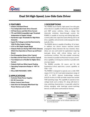 RS8802 datasheet cover page