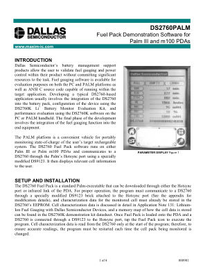 DS2760PALM 数据手册首页