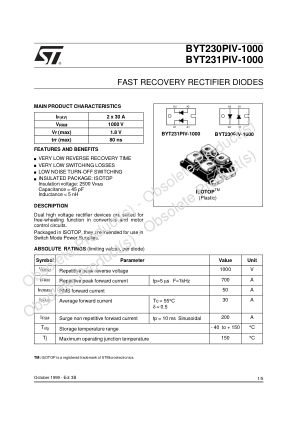 BYT230PIV-1000 数据手册首页