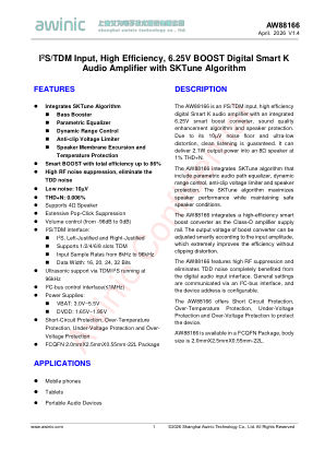 AW88166FCR datasheet cover page