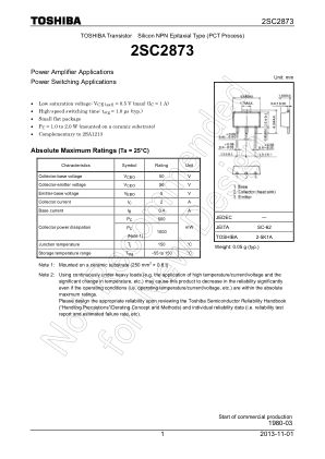 2SC2873 datasheet cover page