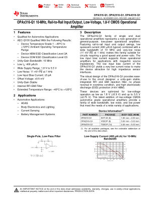 OPA4316-Q1 数据手册首页