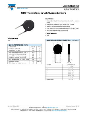AS320R536100 datasheet cover page