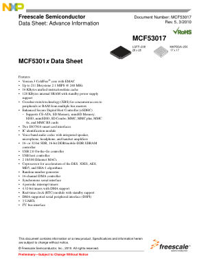 MCF53017 datasheet cover page