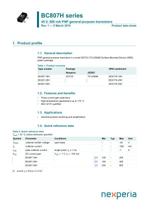 BC807-25HR datasheet cover page