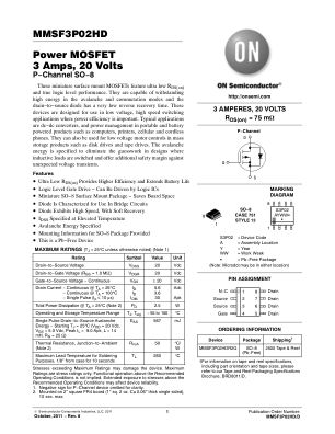 MMSF3P02HD datasheet cover page