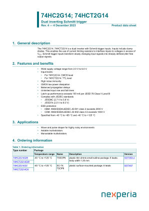 74HC2G14GW datasheet cover page