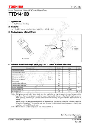 TTD1410B datasheet cover page