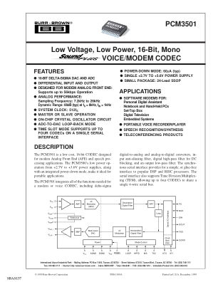 PCM3501 datasheet cover page