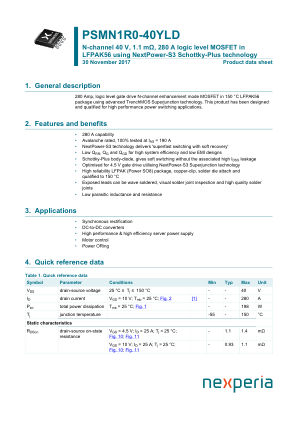 PSMN1R0-40YLDX 数据手册首页