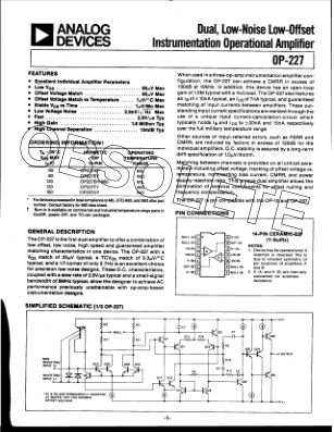 OP227 datasheet cover page