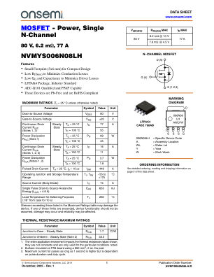 NVMYS006N08LH 数据手册首页