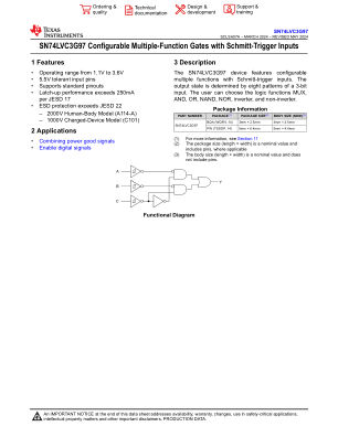 SN74LVC3G97 datasheet cover page