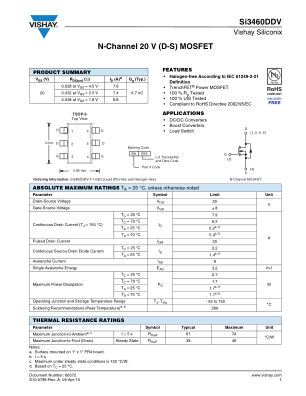 SI3460DDV 数据手册首页