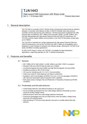 TJA1443 数据手册首页