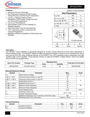 IRFI4227 datasheet cover page