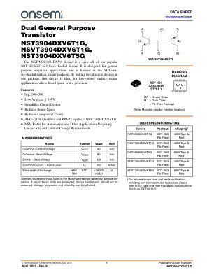 NST3904DXV6T1 数据手册首页