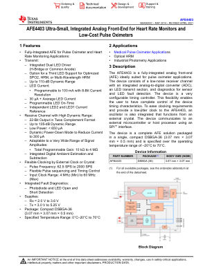 AFE4403 datasheet cover page