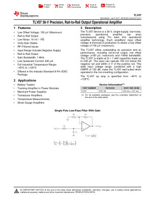 TLV07 datasheet cover page