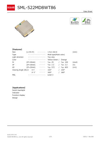 SML-522MD8W datasheet cover page