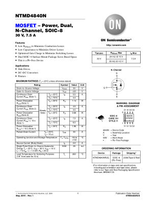 NTMD4840N datasheet cover page