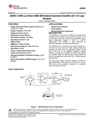 LMV881 datasheet cover page