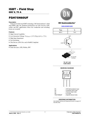 FGH75N60UF 数据手册首页