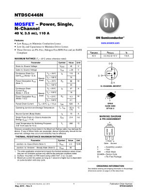 NTD5C446N datasheet cover page