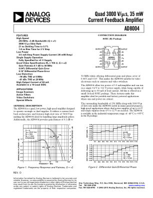 AD8004 数据手册首页
