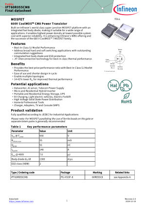 IPT60R055CM8 datasheet cover page