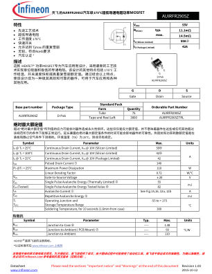 AUIRFR2905Z 数据手册首页