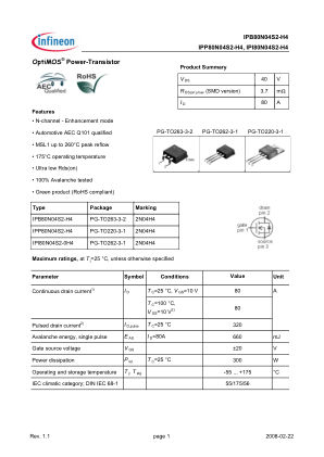 IPB80N04S2-H4 datasheet cover page