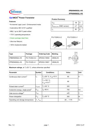 IPB80N06S2L-H5 datasheet cover page
