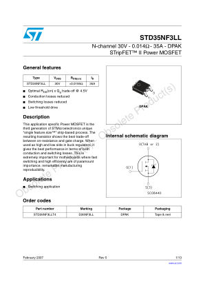 STD35NF3LL datasheet cover page