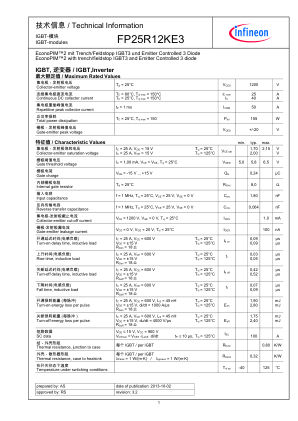 FP25R12KE3 数据手册首页