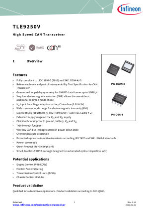 TLE9250V datasheet cover page
