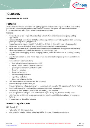 ICL8820S datasheet cover page