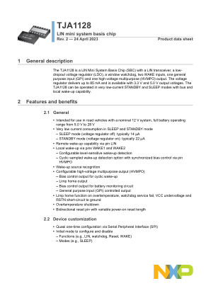 TJA1128 datasheet cover page