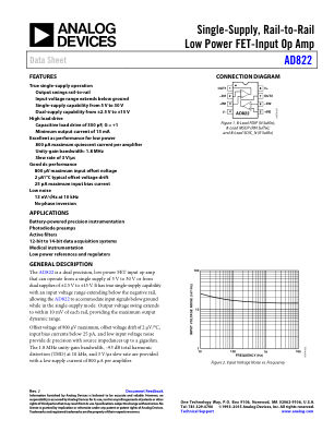 AD822 数据手册首页