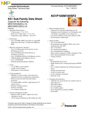 K51P100M100SF2 数据手册首页
