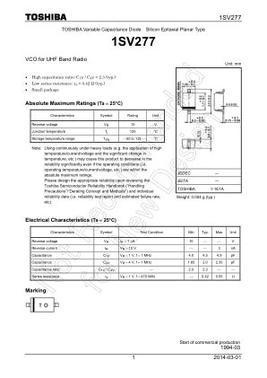 1SV277 datasheet cover page